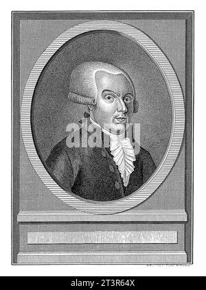 Portrait of the French writer and politician Jerome Petion de Villeneuve, Hendrik Roosing, 1792. Stock Photo