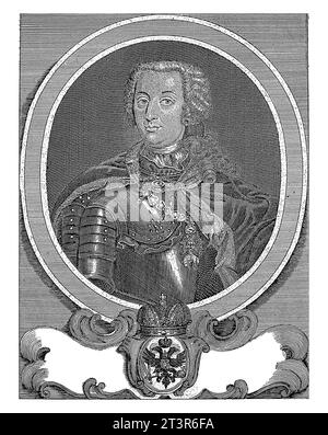 Portrait of Charles VII Albrecht, Roman German Emperor, Georg Paul Busch, 1742 - 1756, vintage engraved. Stock Photo