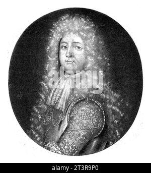 Portrait of Victor Amadeus II, Duke of Savoy, Pieter Schenk (I), 1680 - 1713, vintage engraved. Stock Photo
