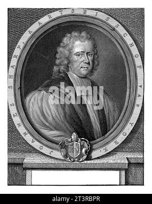 Portrait of John Sharp, Christian Friedrich Fritzsch, 1745 - 1765 Portrait bust in oval to the right of John Sharp, Archbishop of York. Stock Photo