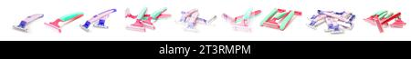 The Set of razors blade isolated on white background Stock Photo - Alamy