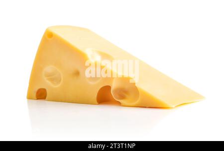 Cheese with holes large and small isolated on white background Stock Photo