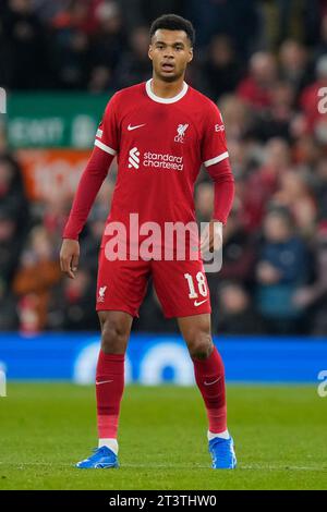 Cody Gakpo #18 of Liverpool during the UEFA Europa League match Liverpool vs Toulouse at Anfield, Liverpool, United Kingdom, 26th October 2023  (Photo by Steve Flynn/News Images) Stock Photo