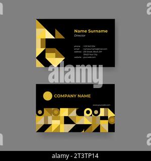 Elegant black and gold Personal business card template. Modern design with colorful geometric shape. Print design template. Stock Vector