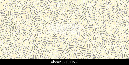 Monochrome doodle pattern. Funny monochrome pattern. Curved blue lines Stock Vector
