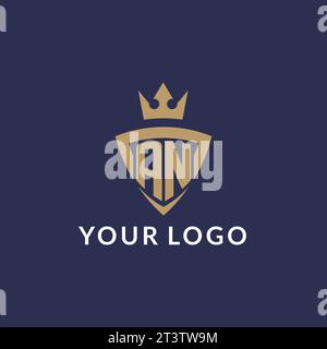 AN logo with shield and crown, monogram initial logo style vector file Stock Vector