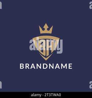 BH logo with shield and crown, monogram initial logo style vector file Stock Vector