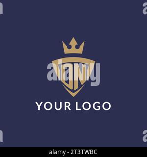 DN logo with shield and crown, monogram initial logo style vector file Stock Vector