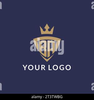 BA logo with shield and crown, monogram initial logo style vector file Stock Vector