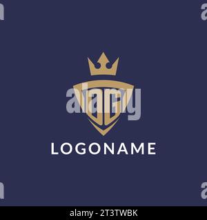 DG logo with shield and crown, monogram initial logo style vector file Stock Vector