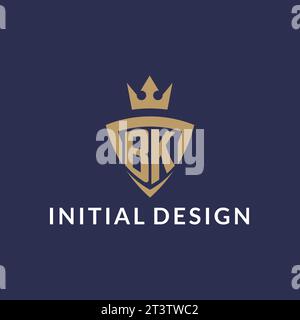 BK logo with shield and crown, monogram initial logo style vector file Stock Vector
