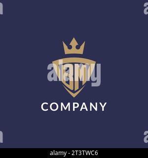 BM logo with shield and crown, monogram initial logo style vector file Stock Vector