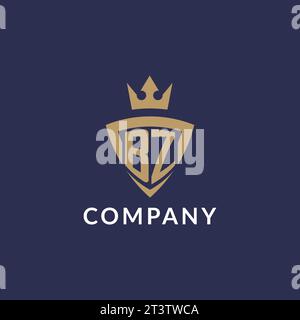 BZ logo with shield and crown, monogram initial logo style vector file Stock Vector
