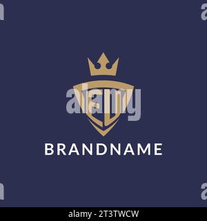 EU logo with shield and crown, monogram initial logo style vector file Stock Vector