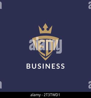 ED logo with shield and crown, monogram initial logo style vector file Stock Vector