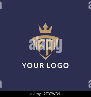 FA logo with shield and crown, monogram initial logo style vector file Stock Vector