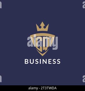 CQ logo with shield and crown, monogram initial logo style vector file Stock Vector