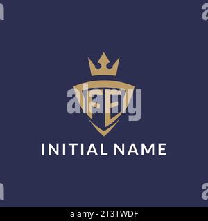 FE logo with shield and crown, monogram initial logo style vector file Stock Vector