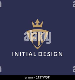 FK logo with shield and crown, monogram initial logo style vector file Stock Vector