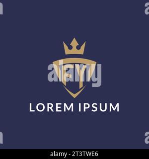 FY logo with shield and crown, monogram initial logo style vector file Stock Vector