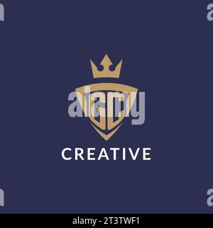 GC logo with shield and crown, monogram initial logo style vector file Stock Vector