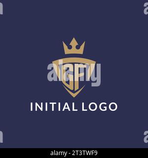 GF logo with shield and crown, monogram initial logo style vector file Stock Vector