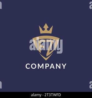 FZ logo with shield and crown, monogram initial logo style vector file Stock Vector