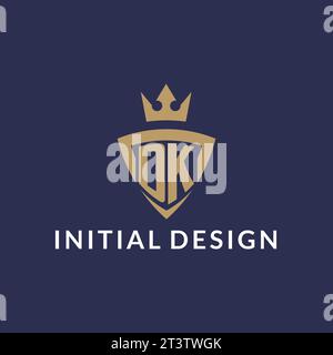 DK logo with shield and crown, monogram initial logo style vector file Stock Vector