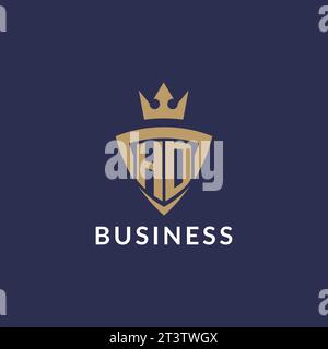 HD logo with shield and crown, monogram initial logo style vector file Stock Vector
