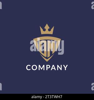 DM logo with shield and crown, monogram initial logo style vector file Stock Vector