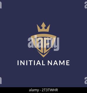 DE logo with shield and crown, monogram initial logo style vector file Stock Vector