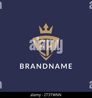EH logo with shield and crown, monogram initial logo style vector file Stock Vector