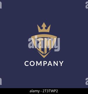 IM logo with shield and crown, monogram initial logo style vector file Stock Vector
