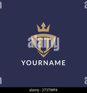 II logo with shield and crown, monogram initial logo style vector file Stock Vector