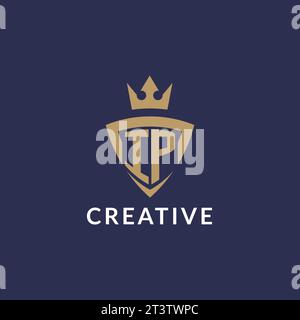 IP logo with shield and crown, monogram initial logo style vector file Stock Vector