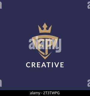 EP logo with shield and crown, monogram initial logo style vector file Stock Vector