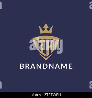 IH logo with shield and crown, monogram initial logo style vector file Stock Vector