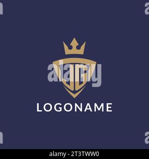 JG logo with shield and crown, monogram initial logo style vector file Stock Vector