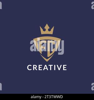 FC logo with shield and crown, monogram initial logo style vector file Stock Vector