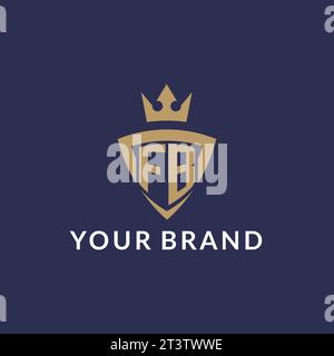 FB logo with shield and crown, monogram initial logo style vector file Stock Vector