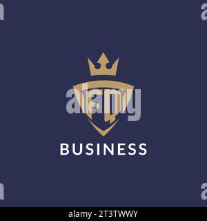 FQ logo with shield and crown, monogram initial logo style vector file Stock Vector
