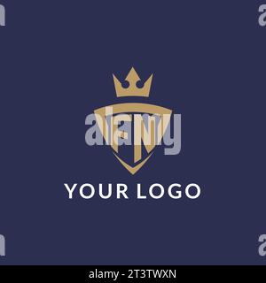 FN logo with shield and crown, monogram initial logo style vector file Stock Vector