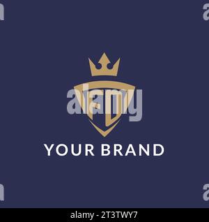 FO logo with shield and crown, monogram initial logo style vector file Stock Vector