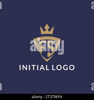 FS monogram logo initial with crown and shield guard shape style vector ...