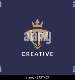LP logo with shield and crown, monogram initial logo style vector file Stock Vector