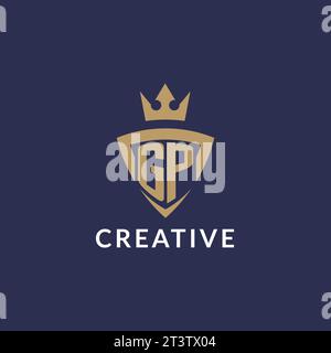 GP logo with shield and crown, monogram initial logo style vector file Stock Vector