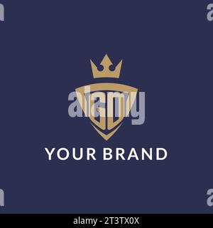 GO logo with shield and crown, monogram initial logo style vector file Stock Vector