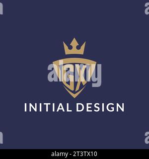 GX logo with shield and crown, monogram initial logo style vector file Stock Vector
