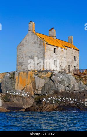 West Maidens Lighthouse, Larne, County Antrim, Northern Ireland, United Kingdom Stock Photo