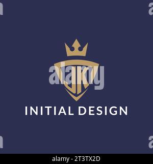 JK logo with shield and crown, monogram initial logo style vector file Stock Vector